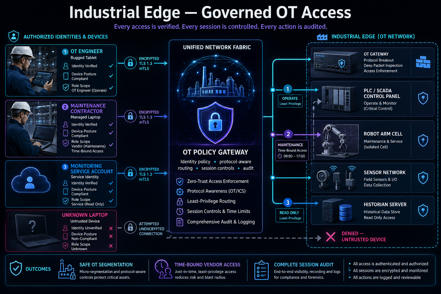 Industrial edge governed OT access architecture